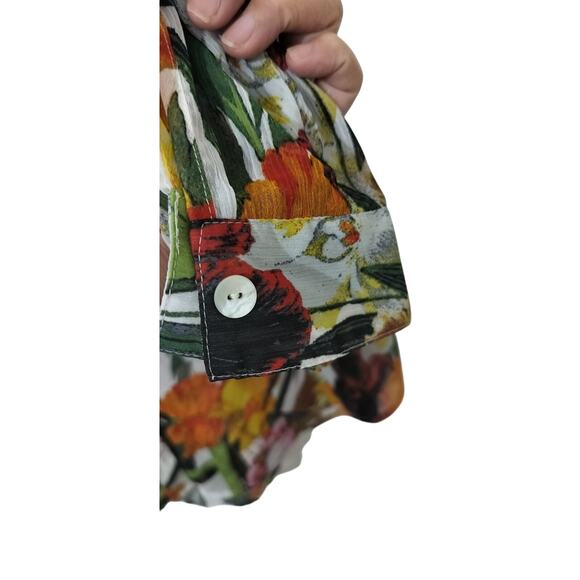 4069) Figueroa & Flower Semi Sheer Colorful Button Down 3/4 Sleeve blouse Sz 2X - Picture 5 of 10